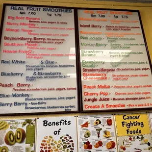 menus and prices