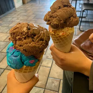 double scoop ice creams with waffle cones! $5.50 each super yummy :)