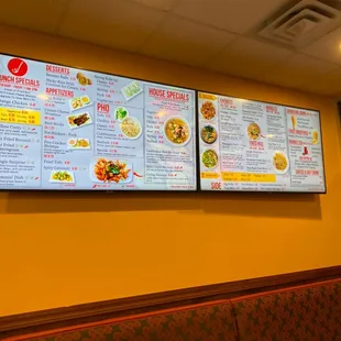 menus on the wall