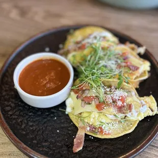 From the brunch menu Breakfast Cheesy Tacos - (so good )