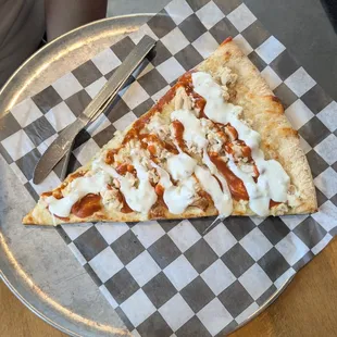 Buffalo Bill slice with blue cheese.