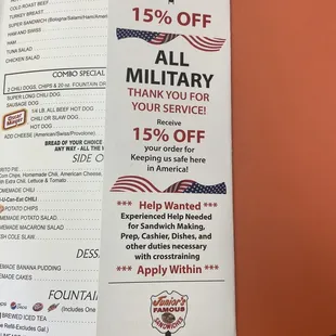 15% military discount