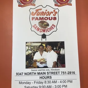 Info on their takeout menu