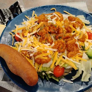 Buffalo fried shrimp salad