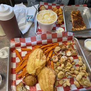 Salmon and shrimp, catfish and shrimp