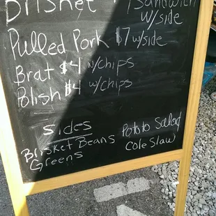 a menu on a chalkboard