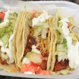 Chorizo tacos Americano.  Cheap chorizo lacking in flavor.