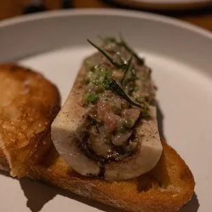 bone marrow with tuna tartare