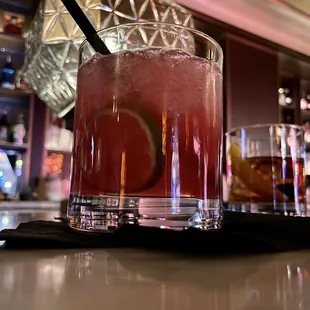 Mezcal cocktail and a maple old fashioned