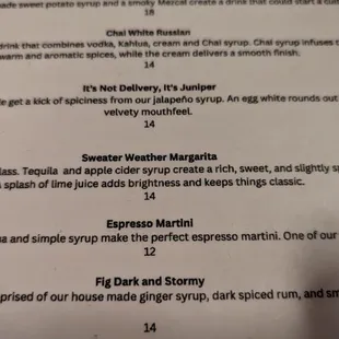 a close up of a menu for a restaurant