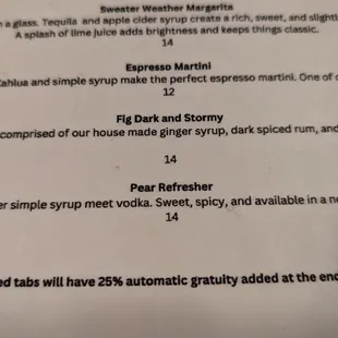 a close up of a menu for a restaurant