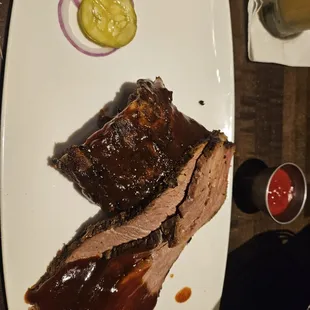 Smokehouse platter - you pick 2 - this was the Brisket &amp; Ribs- fresh xut French fries not pictured - they were cooked perfectly!!