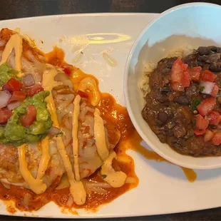 Vegetable Enchiladas with Drunken Black Beans &amp; Brown Rice