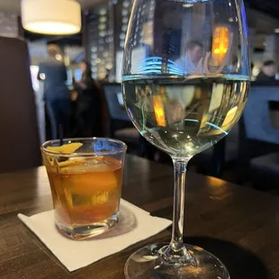 Old fashioned and Chardonnay