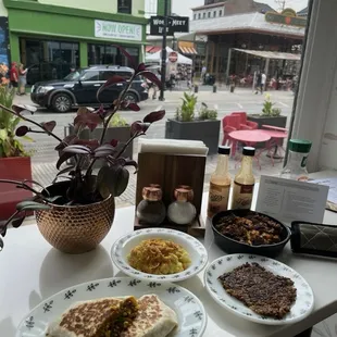 Breakfast burrito, breakfast skillet, party, potatoes, crispy goetta.