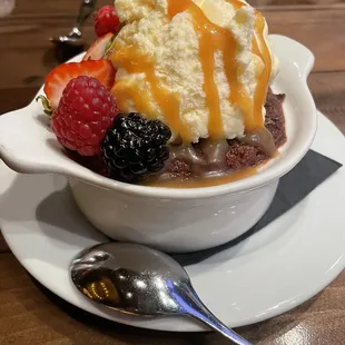 Bread pudding birthday dessert (comped)