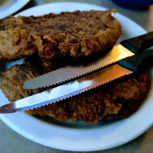 Chicken fried steak, peppery and delicious