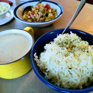 Gravy, riced potatoes and okra casserole, need I say more?