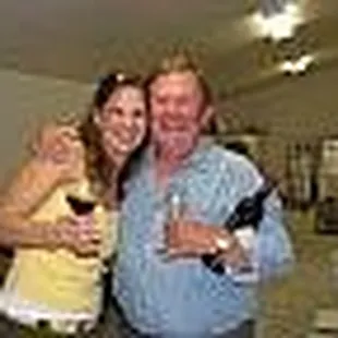 Getting a hug from the winemaker, Michael.