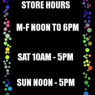 New store hours effective August 2018