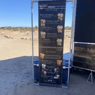 the menu for the truck