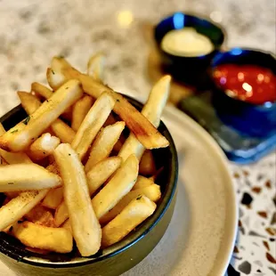 pommes frites w/mayo &amp; ketchup moi fave OuiOui.