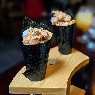 Hand roll spicy octopus