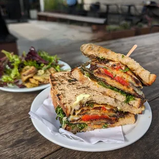 a sandwich and a salad