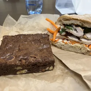 Banh mi and fudge brownie