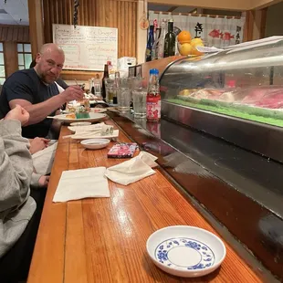 interior, sushi and sashimi