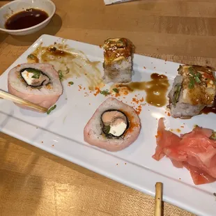 Tigereye and something with smoked salmon and cream cheese.