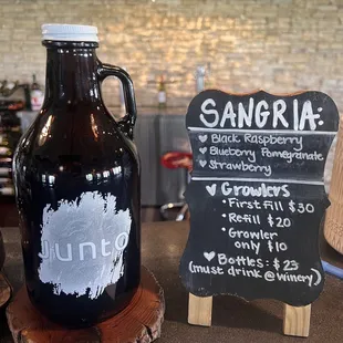 a large bottle of sangria