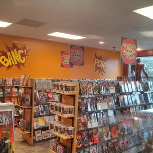 Comic books and POP figures.