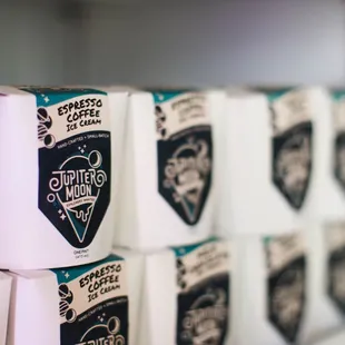a stack of boxes of ice cream
