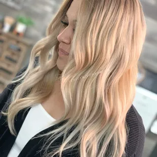 Babylights, balayage, corrective color, women's haircut, blonde, highlights