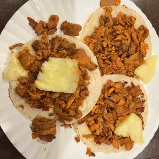 Tacos del al pastor with pineapple