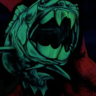 Scary prehistoric fish on the wall!