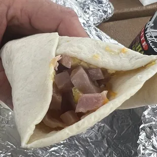 Ham breakfast burrito