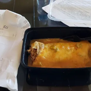 Smothered burrito, all pork