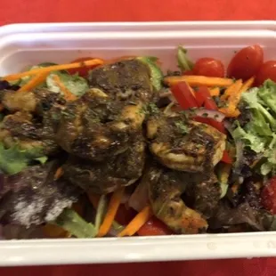 Jerk Shrimp and Salad