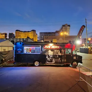 a food truck parked in a parking lot