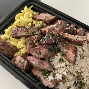 Pork, Mac salad, and the most delicious rice I've ever had