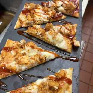 four slices of pizza