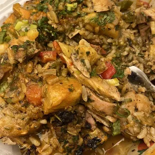 Pineapple jerk bowl with shrimp and chicken! HELLA GOOD