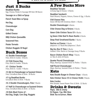 Our menu as of 6/11/2020