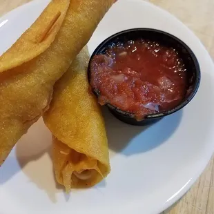 Our Chicken Taquitos served with Salsa - we also have Beef Taquitos
