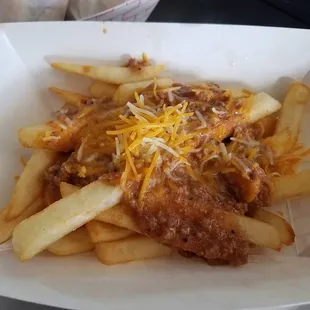 Our Chile Cheese Fries, served with Red or Green Chile and Mexican Cheese blend