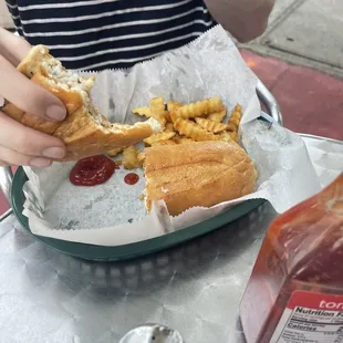 Fish sandwich and fries