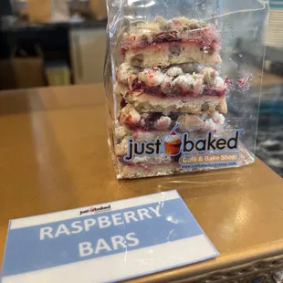 a bag of raspberry bars