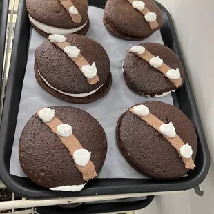 chocolate cookies with marshmallows on them